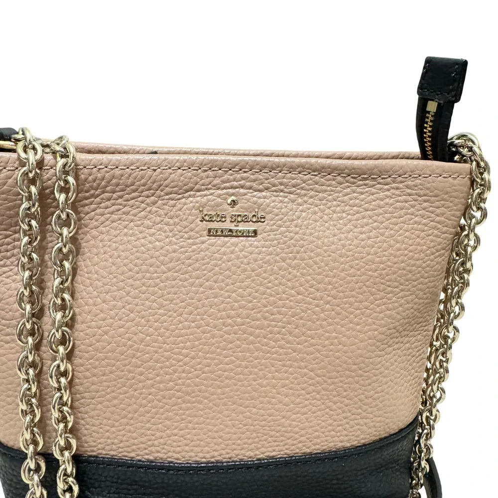 Kate Spade Ellery Crossbody Bag Small‎ Pink Black Pebbled Leather